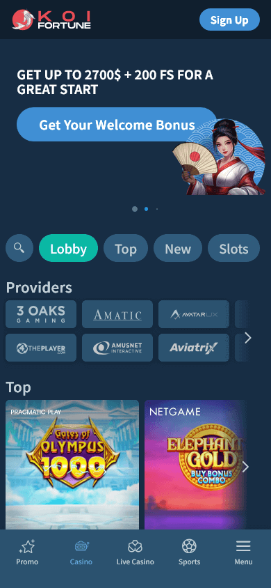 KoiFortunes Casino Mobilversion och Appar - Spela Var Du Vill